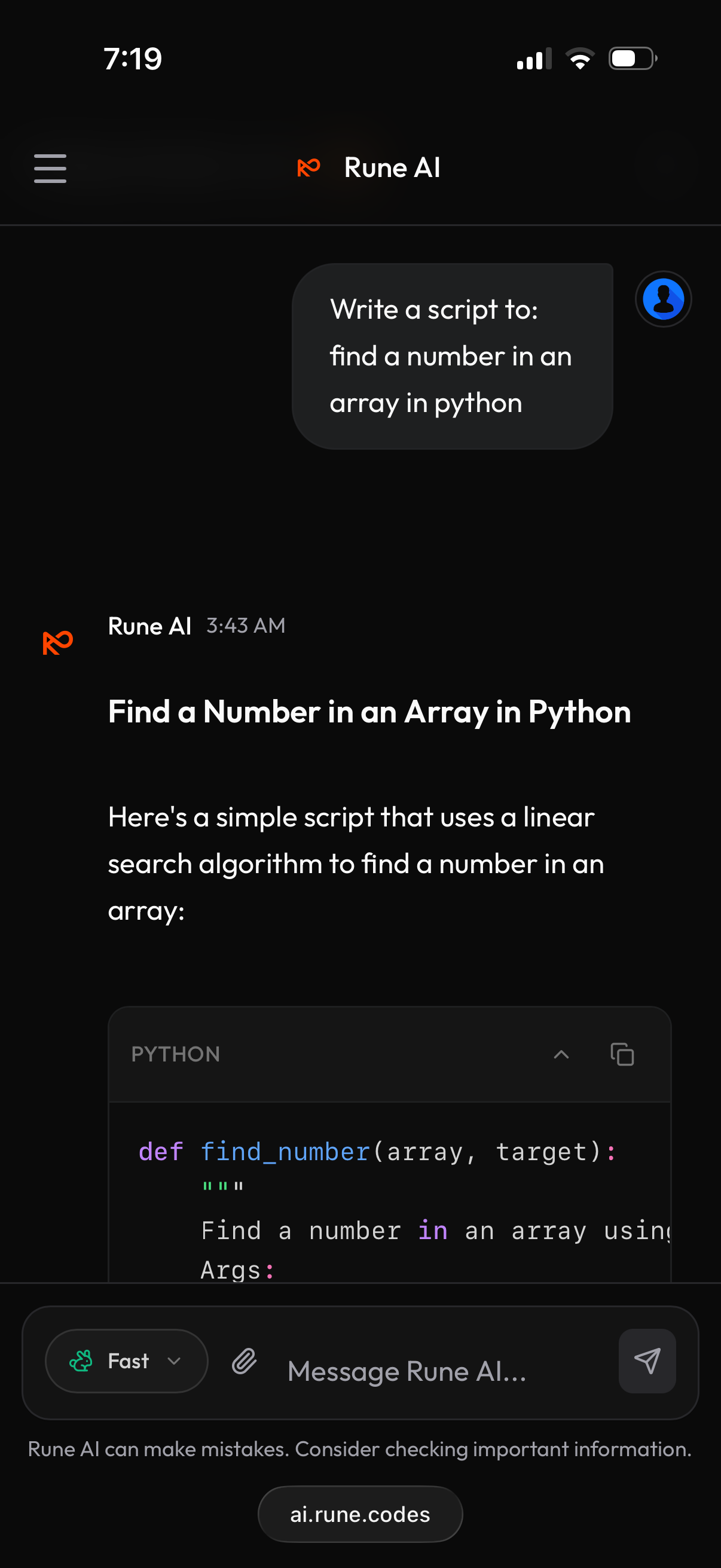 RuneAI Mobile View 2